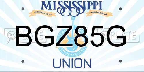BGZ85G Mississippi License Plate