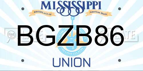 BGZB86 Mississippi License Plate