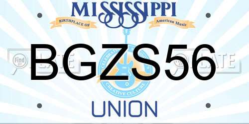 BGZS56 Mississippi License Plate