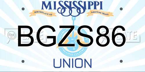 BGZS86 Mississippi License Plate