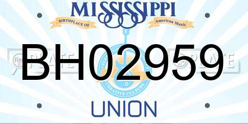 BH02959 Mississippi License Plate