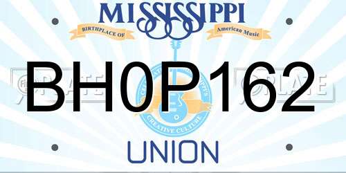 BH0P162 Mississippi License Plate