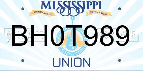 BH0T989 Mississippi License Plate