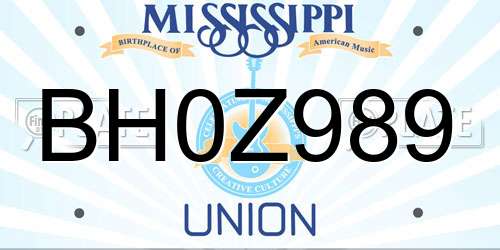 BH0Z989 Mississippi License Plate