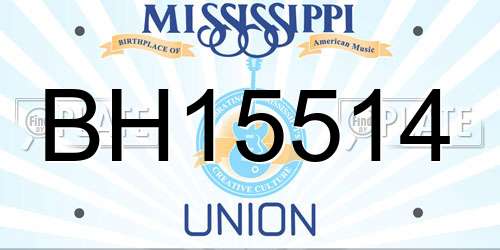 BH15514 Mississippi License Plate