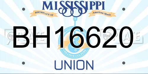 BH16620 Mississippi License Plate