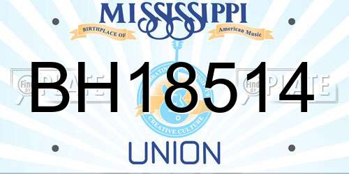BH18514 Mississippi License Plate