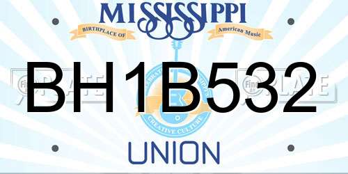 BH1B532 Mississippi License Plate
