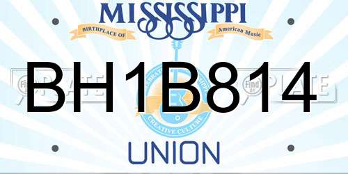 BH1B814 Mississippi License Plate