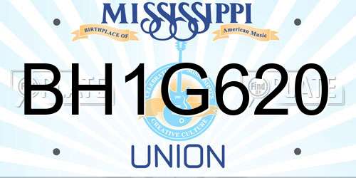 BH1G620 Mississippi License Plate