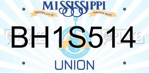 BH1S514 Mississippi License Plate