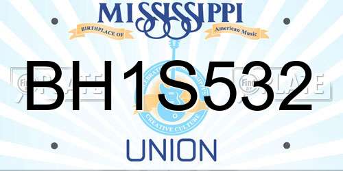 BH1S532 Mississippi License Plate