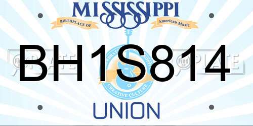 BH1S814 Mississippi License Plate