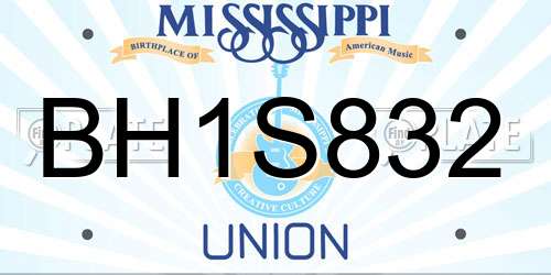 BH1S832 Mississippi License Plate
