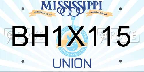 BH1X115 Mississippi License Plate