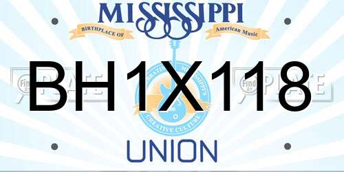 BH1X118 Mississippi License Plate