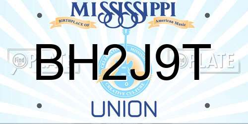 BH2J9T Mississippi License Plate