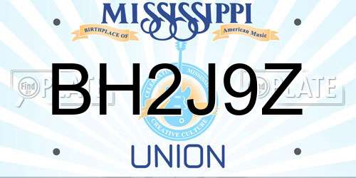 BH2J9Z Mississippi License Plate