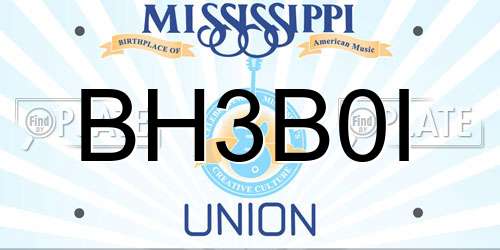 BH3B0I Mississippi License Plate