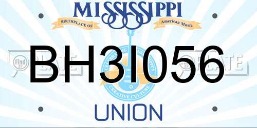 BH3I056 Mississippi License Plate