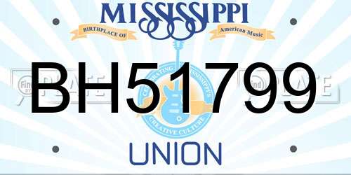 BH51799 Mississippi License Plate