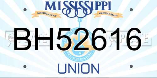 BH52616 Mississippi License Plate