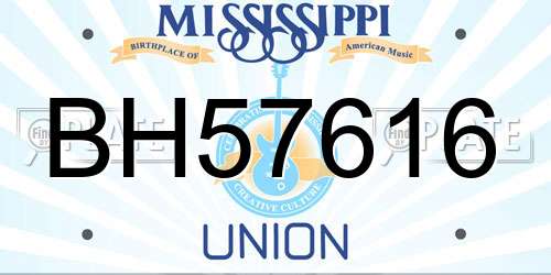 BH57616 Mississippi License Plate