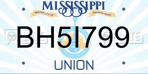 BH5I799 Mississippi License Plate