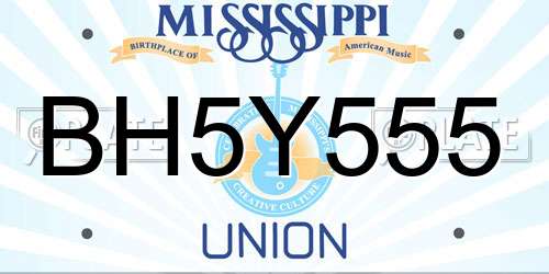 BH5Y555 Mississippi License Plate