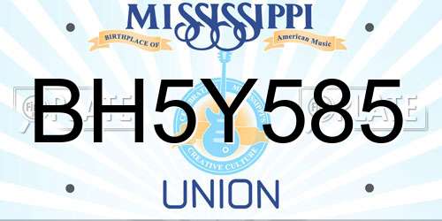 BH5Y585 Mississippi License Plate