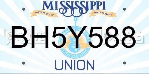 BH5Y588 Mississippi License Plate