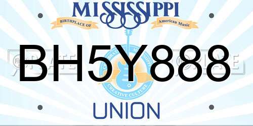 BH5Y888 Mississippi License Plate