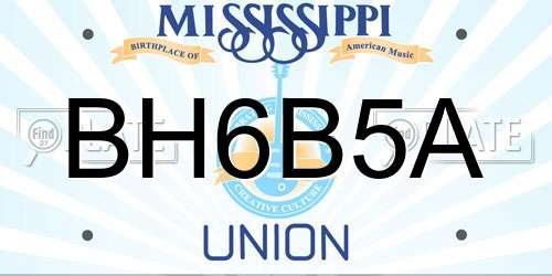 BH6B5A Mississippi License Plate