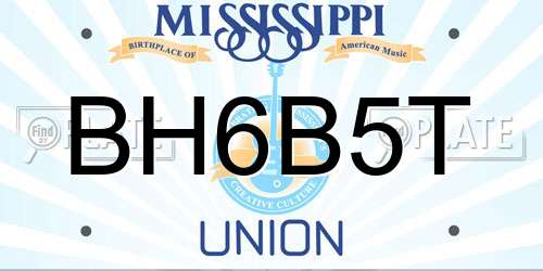 BH6B5T Mississippi License Plate