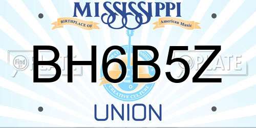 BH6B5Z Mississippi License Plate