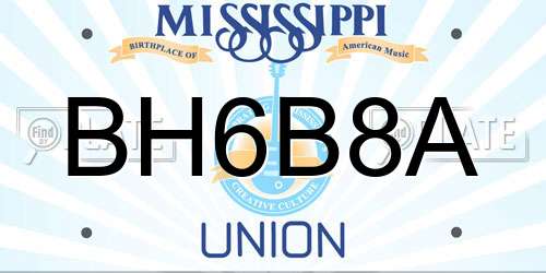 BH6B8A Mississippi License Plate