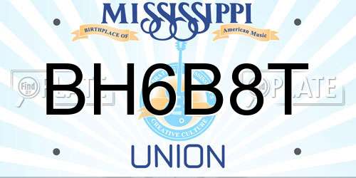 BH6B8T Mississippi License Plate