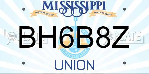 BH6B8Z Mississippi License Plate