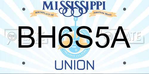 BH6S5A Mississippi License Plate