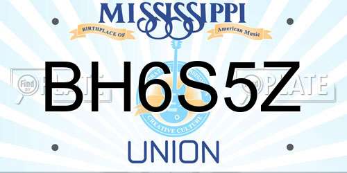 BH6S5Z Mississippi License Plate