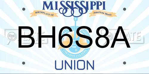 BH6S8A Mississippi License Plate