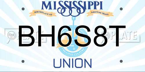 BH6S8T Mississippi License Plate