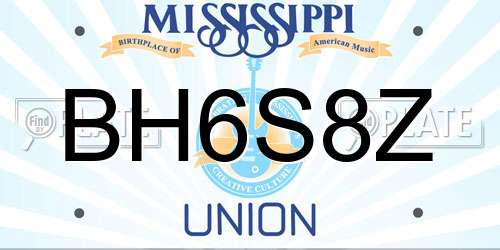 BH6S8Z Mississippi License Plate