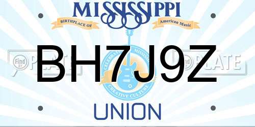 BH7J9Z Mississippi License Plate