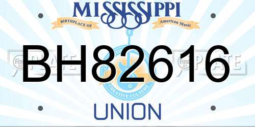 BH82616 Mississippi License Plate