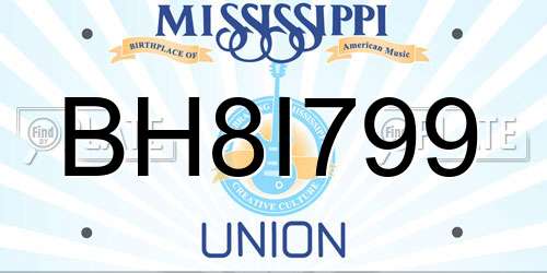BH8I799 Mississippi License Plate