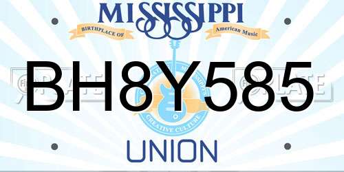 BH8Y585 Mississippi License Plate