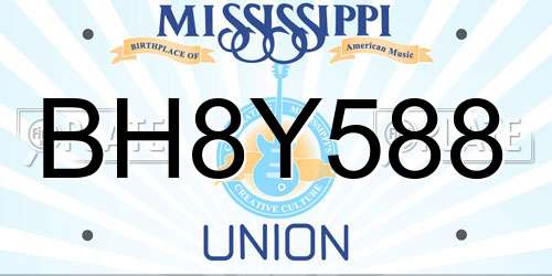 BH8Y588 Mississippi License Plate