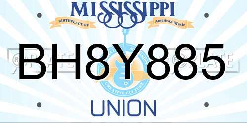 BH8Y885 Mississippi License Plate