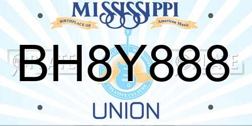 BH8Y888 Mississippi License Plate
